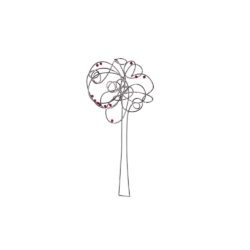 „Cherry tree” brooch silver, garnet