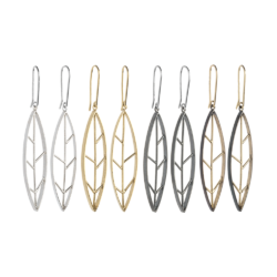 Leaf earring - gold-plated silver, oxidized silver