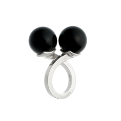 Double ball ring silver, onix