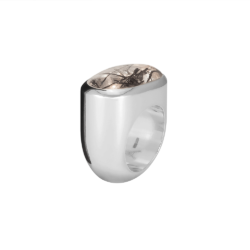 Ring silver, tourmalinated quartz