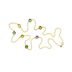Necklace jellow gold, turmaline(9ct), ametist(1.5ct)