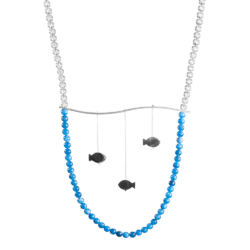 „H2O” necklace silver, quartz, apatite