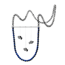 „H2O” necklace silver, quartz, lapislazuli